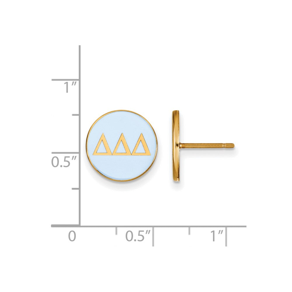 Sterling Silver Gold-plated LogoArt Delta Delta Delta Sorority Greek Letters Color Enamel Post Earrings