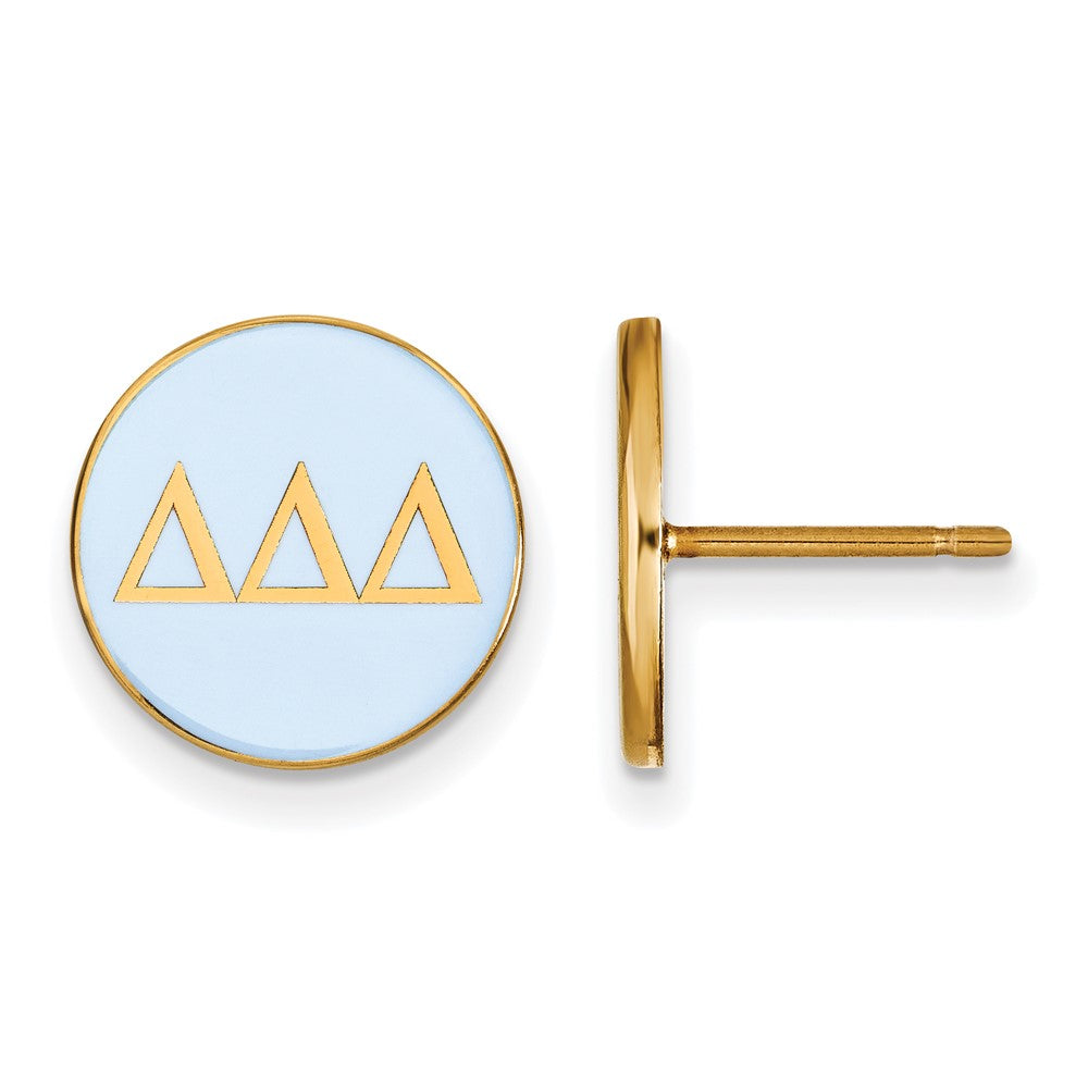 Sterling Silver Gold-plated LogoArt Delta Delta Delta Sorority Greek Letters Color Enamel Post Earrings