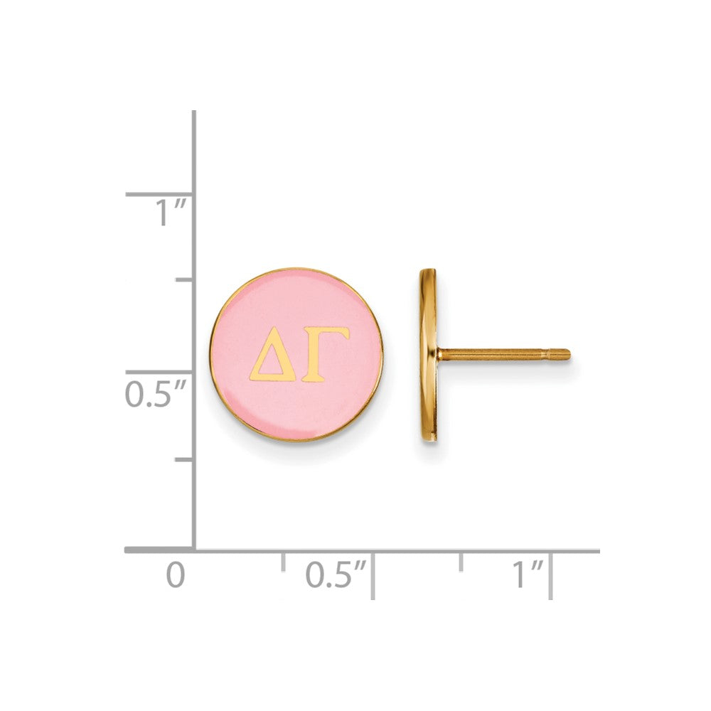 Sterling Silver Gold-plated LogoArt Delta Gamma Sorority Greek Letters Color Enamel Post Earrings