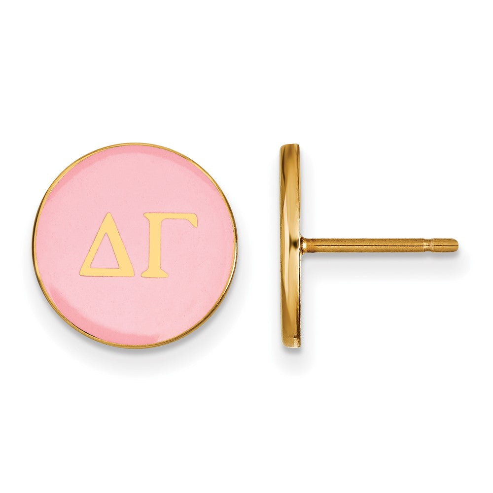 Sterling Silver Gold-plated LogoArt Delta Gamma Sorority Greek Letters Color Enamel Post Earrings