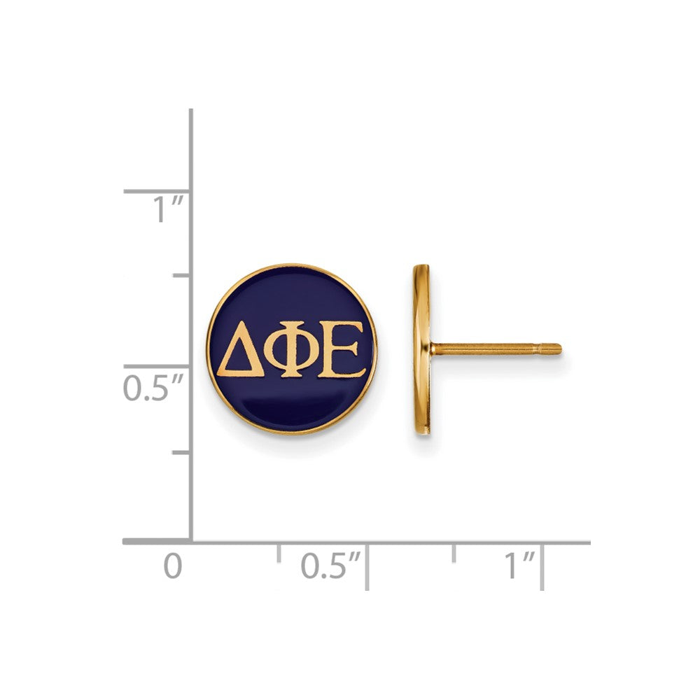 Sterling Silver Gold-plated LogoArt Delta Phi Epsilon Sorority Greek Letters Color Enamel Post Earrings