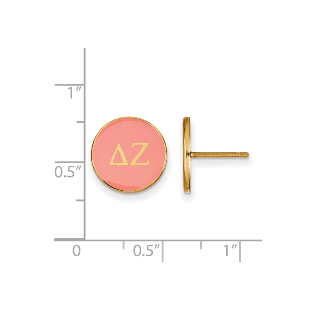 Sterling Silver Gold-plated LogoArt Delta Zeta Sorority Greek Letters Color Enamel Post Earrings