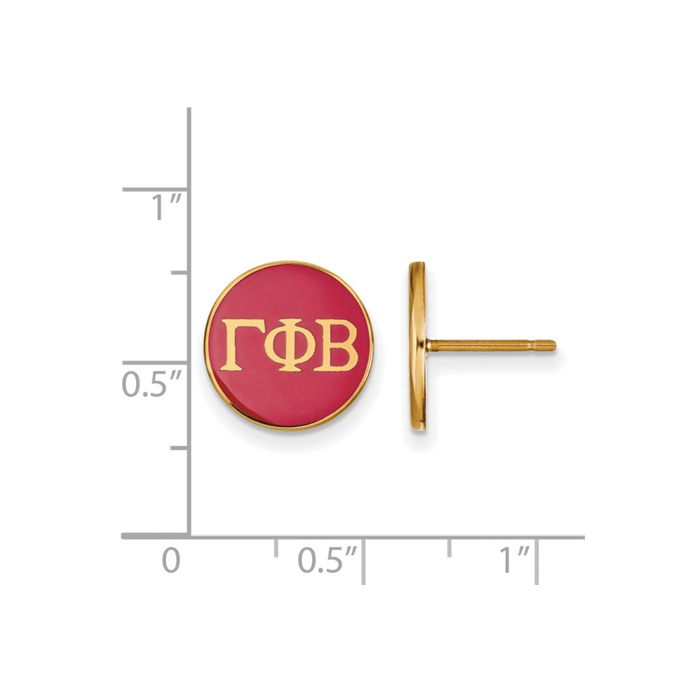 Sterling Silver Gold-plated LogoArt Gamma Phi Beta Sorority Greek Letters Color Enamel Post Earrings