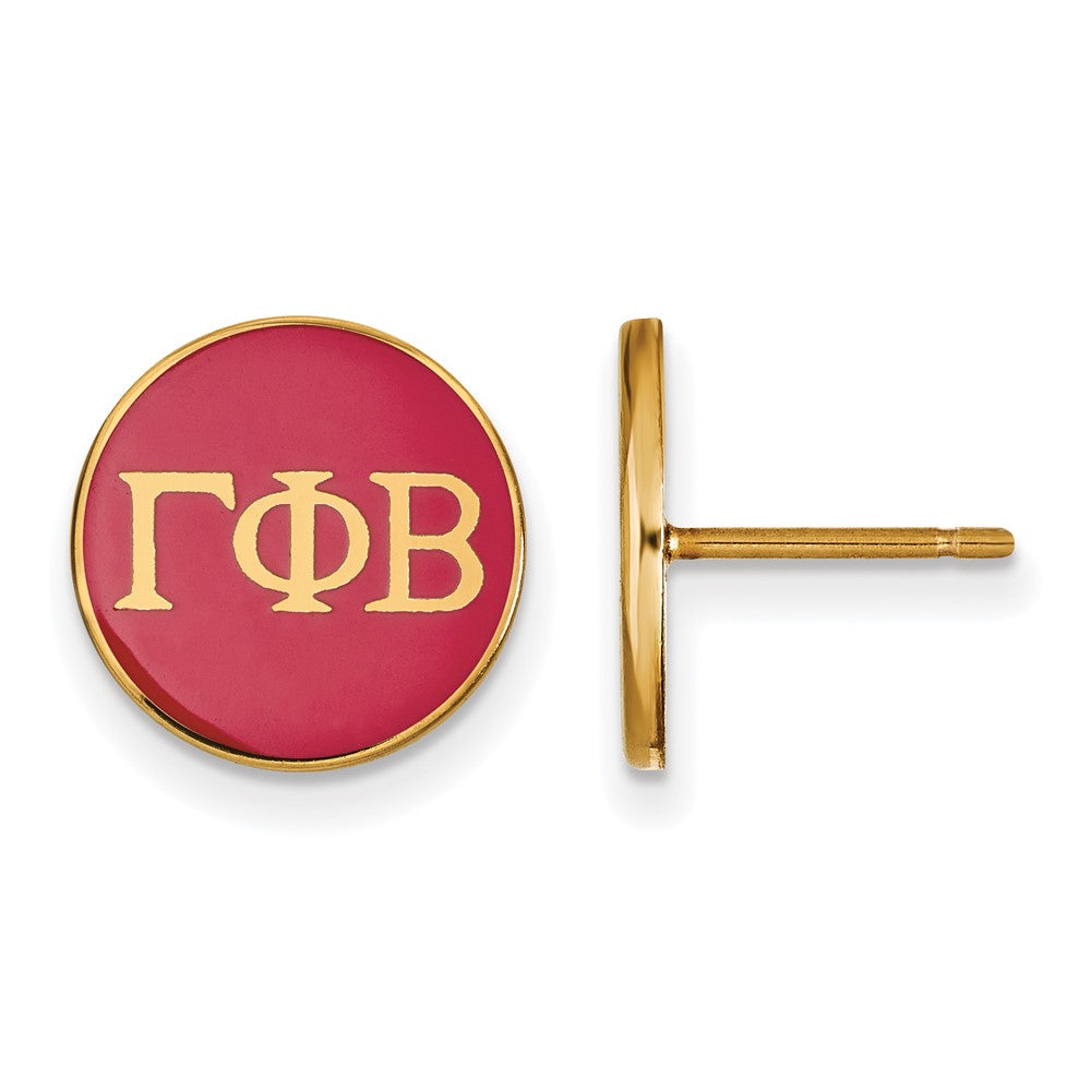 Sterling Silver Gold-plated LogoArt Gamma Phi Beta Sorority Greek Letters Color Enamel Post Earrings