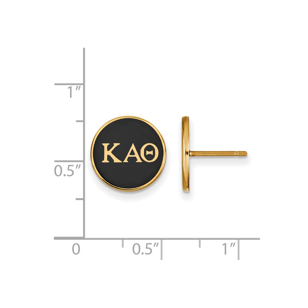 Sterling Silver Gold-plated LogoArt Kappa Alpha Theta Sorority Greek Letters Color Enamel Post Earrings