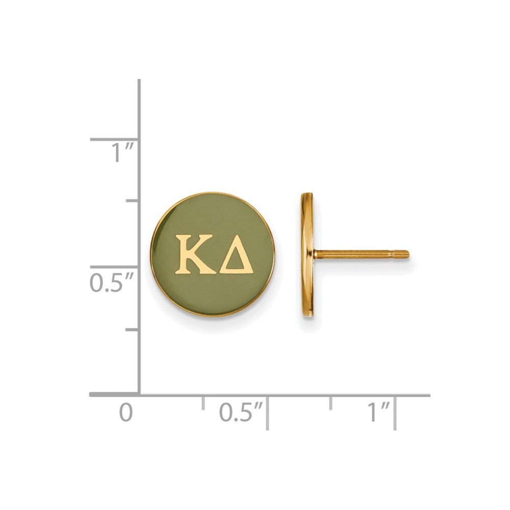 Sterling Silver Gold-plated LogoArt Kappa Delta Sorority Greek Letters Color Enamel Post Earrings