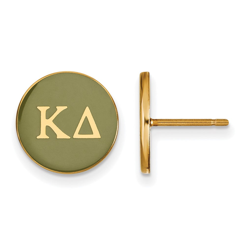 Sterling Silver Gold-plated LogoArt Kappa Delta Sorority Greek Letters Color Enamel Post Earrings