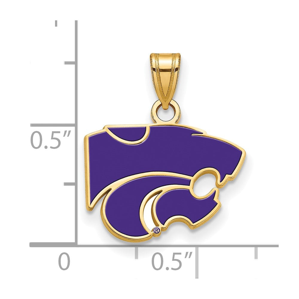 Sterling Silver Gold-plated LogoArt Kansas State University Wildcat Small Enameled Pendant