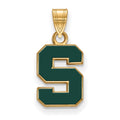 Sterling Silver Gold-plated LogoArt Michigan State University Letter S Small Enameled Pendant