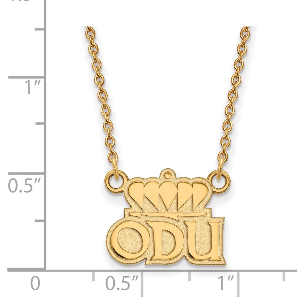 Sterling Silver Gold-plated LogoArt Old Dominion University O-D-U Small Pendant 18 inch Necklace
