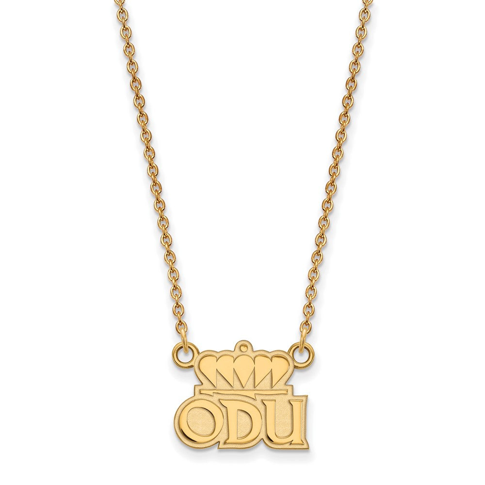 Sterling Silver Gold-plated LogoArt Old Dominion University O-D-U Small Pendant 18 inch Necklace