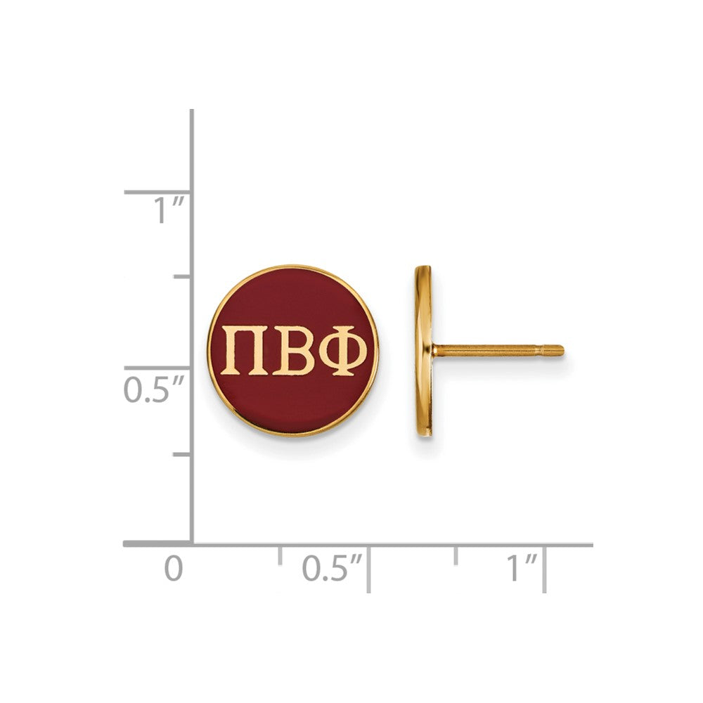 Sterling Silver Gold-plated LogoArt Pi Beta Phi Sorority Greek Letters Color Enamel Post Earrings