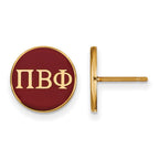 Sterling Silver Gold-plated LogoArt Pi Beta Phi Sorority Greek Letters Color Enamel Post Earrings