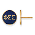 Sterling Silver Gold-plated LogoArt Phi Sigma Sigma Sorority Greek Letters Color Enamel Post Earrings