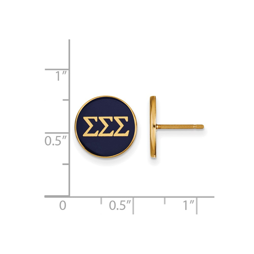 Sterling Silver Gold-plated LogoArt Sigma Sigma Sigma Sorority Greek Letters Color Enamel Post Earrings