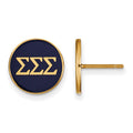 Sterling Silver Gold-plated LogoArt Sigma Sigma Sigma Sorority Greek Letters Color Enamel Post Earrings