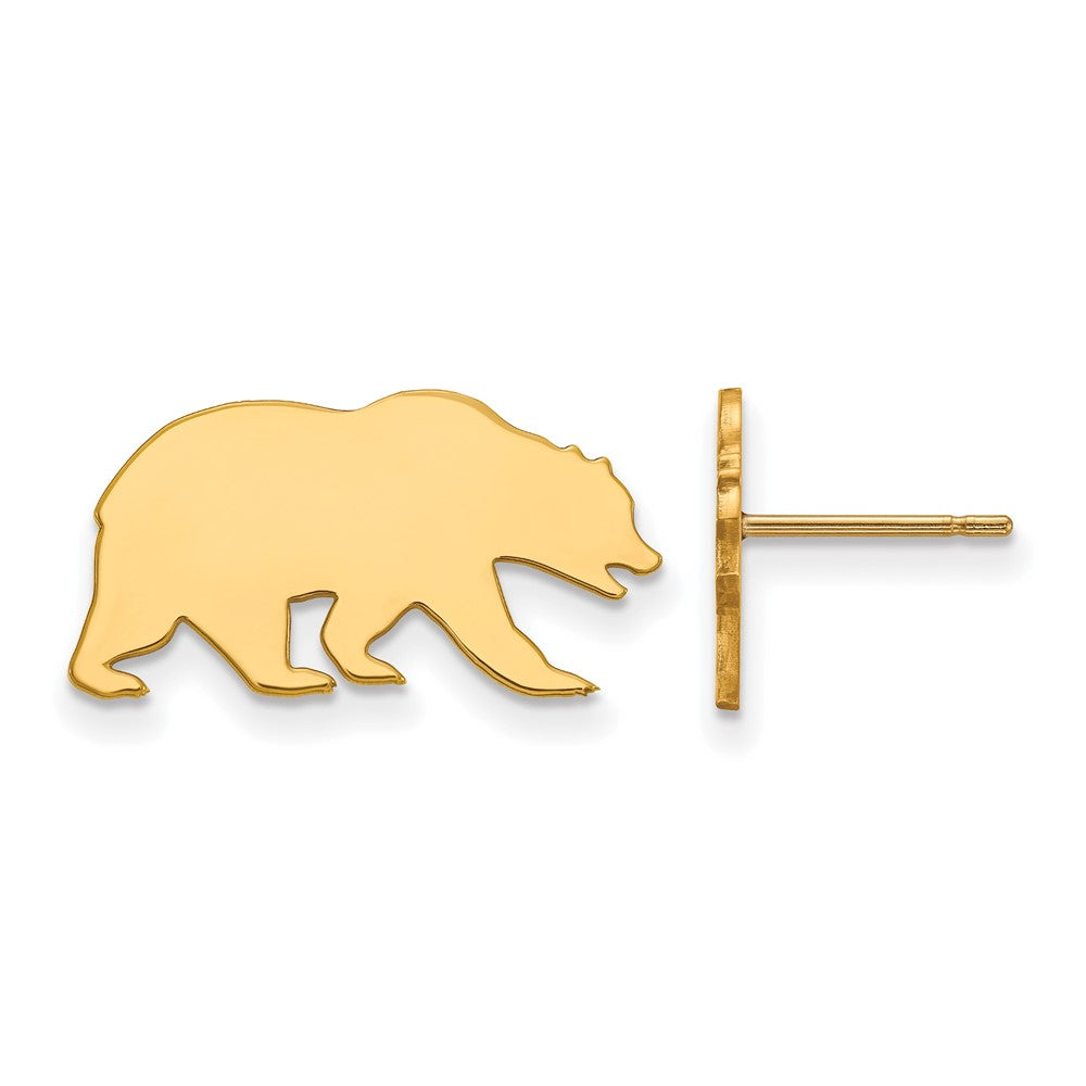 14k Gold LogoArt University of California Berkeley Bear Small Post Earrings