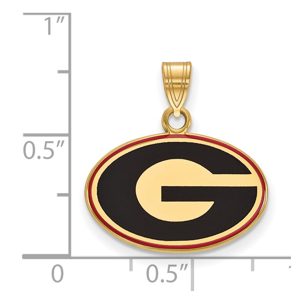 Sterling Silver Gold-plated LogoArt University of Georgia Letter G Small Enameled Pendant