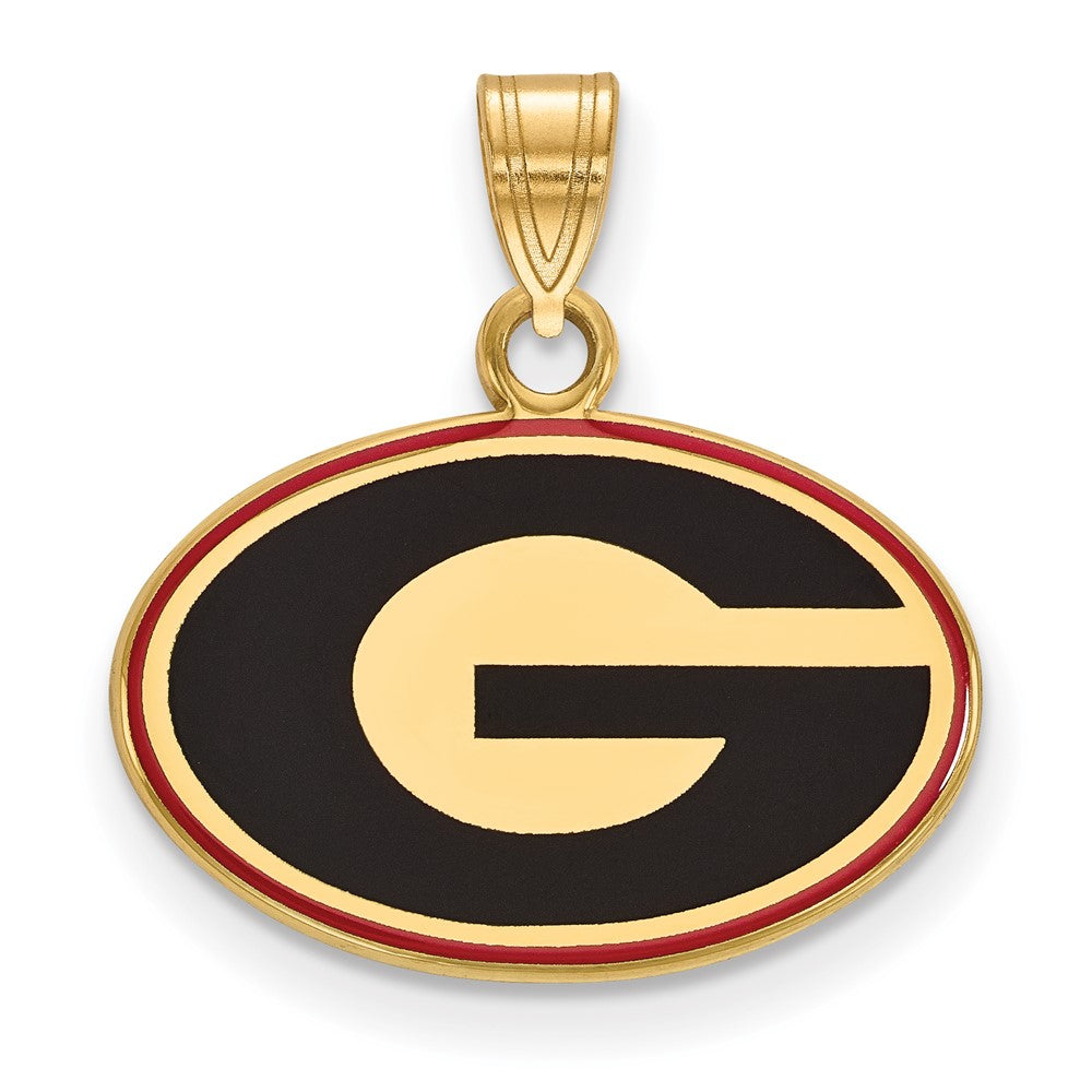 Sterling Silver Gold-plated LogoArt University of Georgia Letter G Small Enameled Pendant