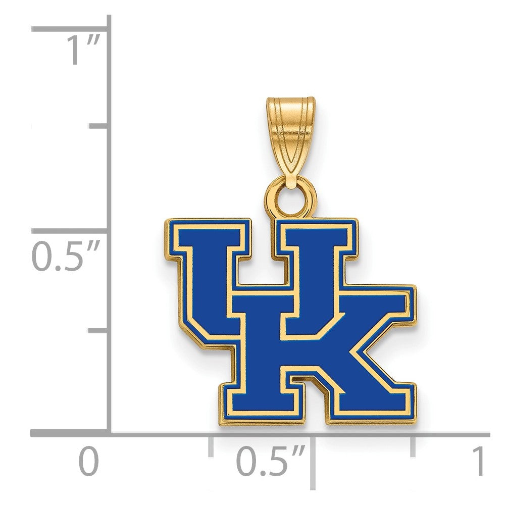Sterling Silver Gold-plated LogoArt University of Kentucky U-K Small Enameled Pendant