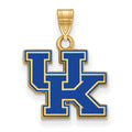 Sterling Silver Gold-plated LogoArt University of Kentucky U-K Small Enameled Pendant