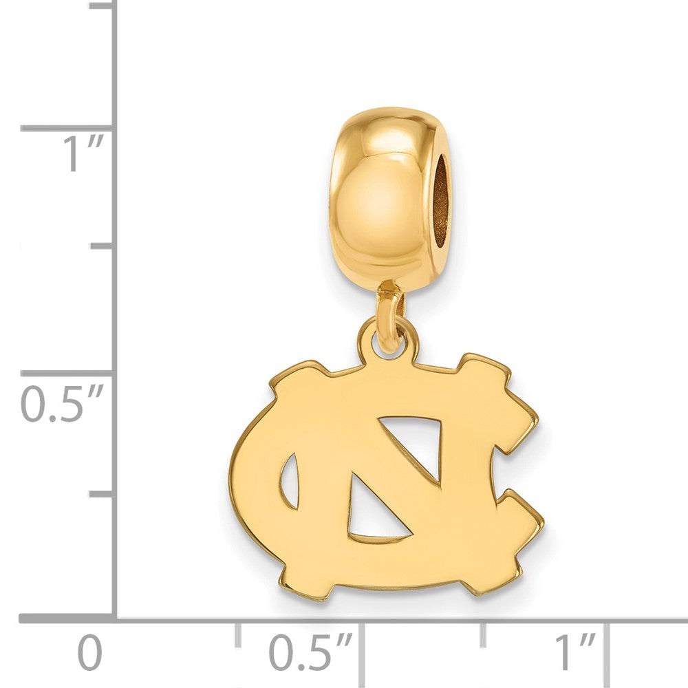 Sterling Silver Gold-plated LogoArt University of North Carolina N-C Small Dangle Bead Charm