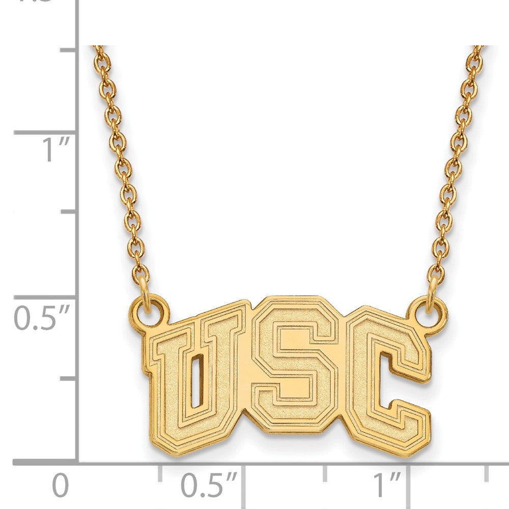 Sterling Silver Gold-plated University of Southern California U-S-C Small Pendant 18 inch Necklace
