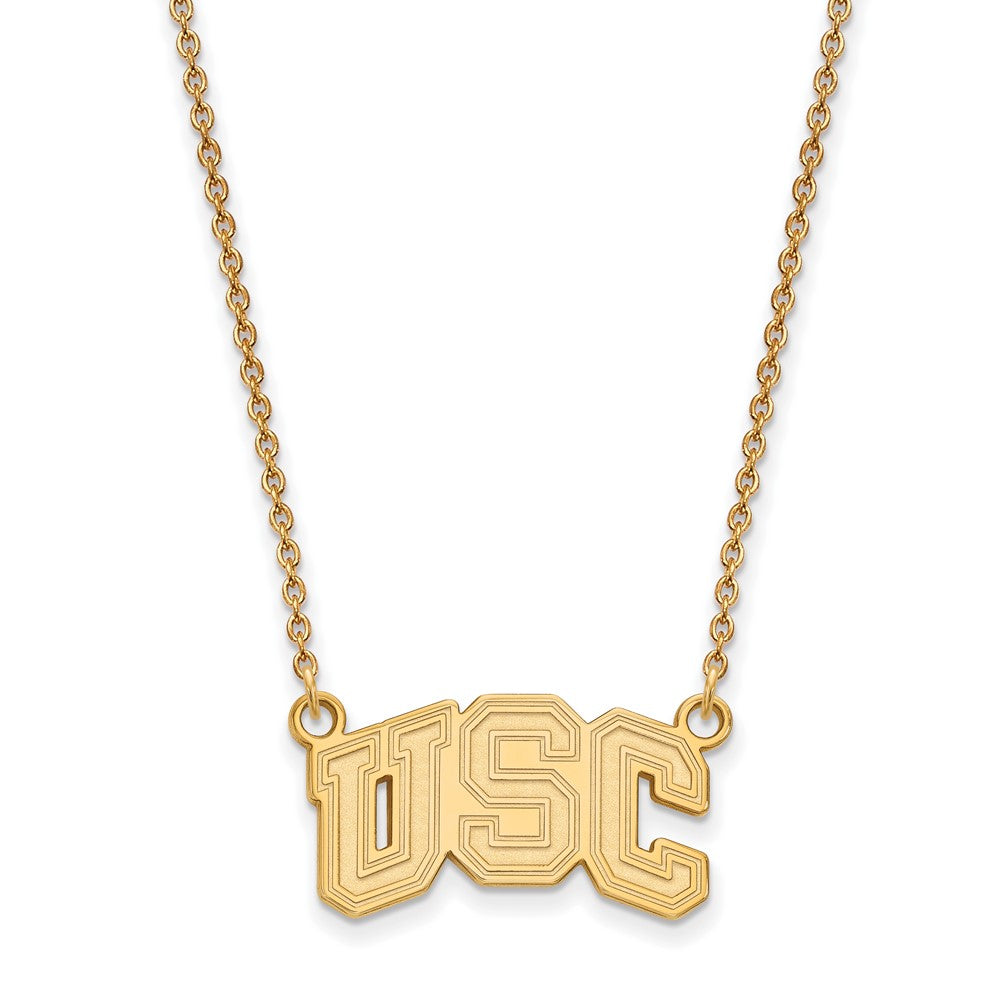 Sterling Silver Gold-plated University of Southern California U-S-C Small Pendant 18 inch Necklace