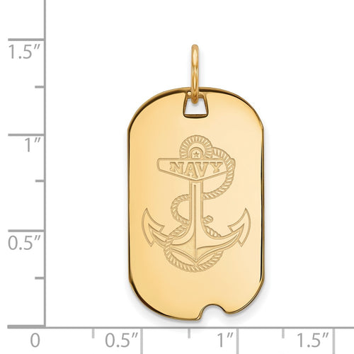 10k Gold LogoArt US Naval Academy Anchor Small Dog Tag Pendant