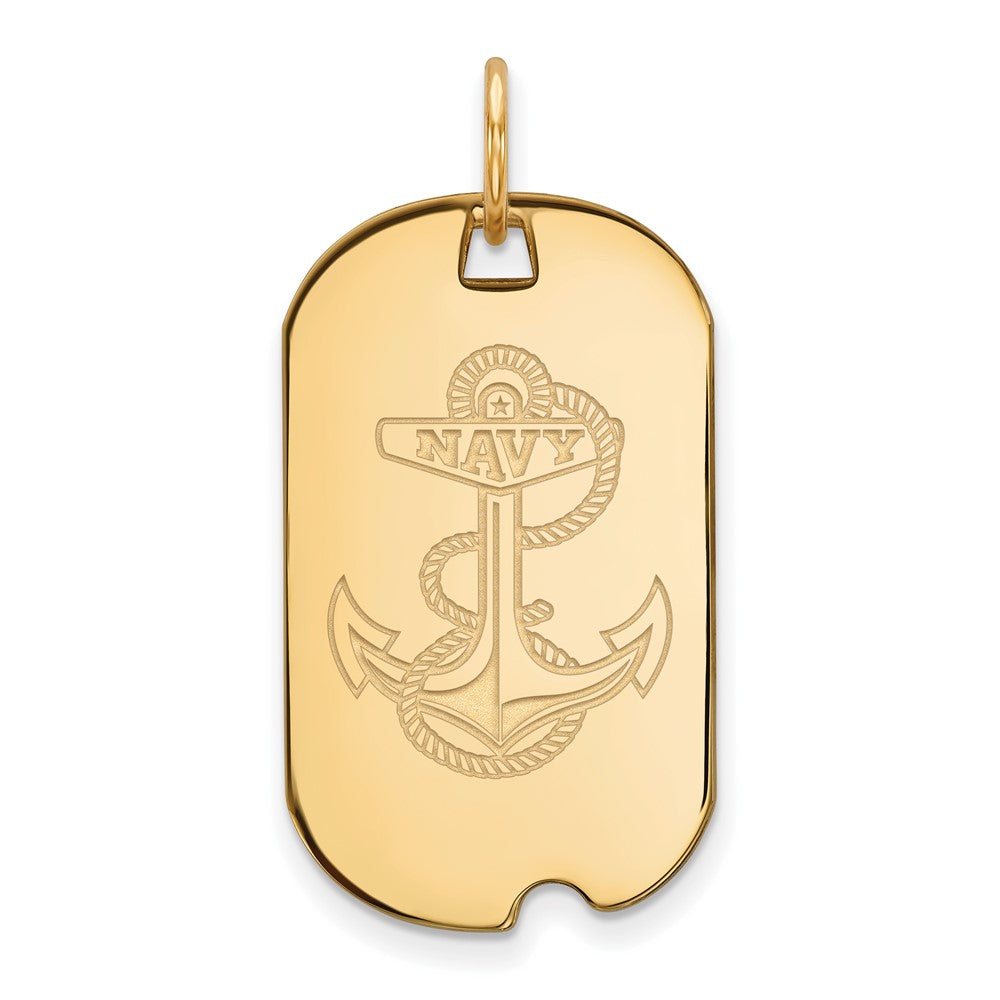 Sterling Silver Gold-plated LogoArt US Naval Academy Anchor Small Dog Tag Pendant
