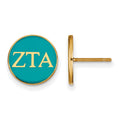 Sterling Silver Gold-plated LogoArt Zeta Tau Alpha Sorority Greek Letters Color Enamel Post Earrings