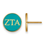 Sterling Silver Gold-plated LogoArt Zeta Tau Alpha Sorority Greek Letters Color Enamel Post Earrings