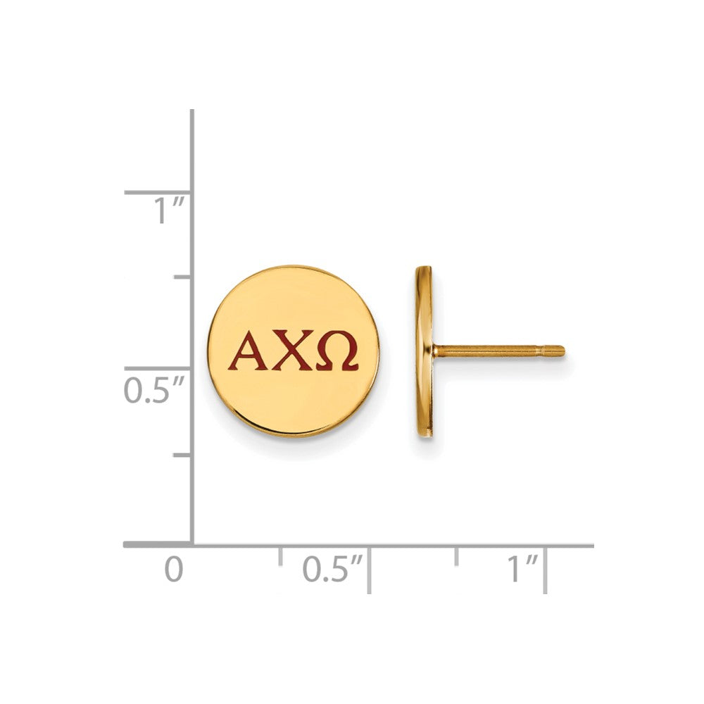 Sterling Silver Gold-plated LogoArt Alpha Chi Omega Sorority Greek Letters Color Enamel Post Earrings
