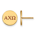 Sterling Silver Gold-plated LogoArt Alpha Chi Omega Sorority Greek Letters Color Enamel Post Earrings