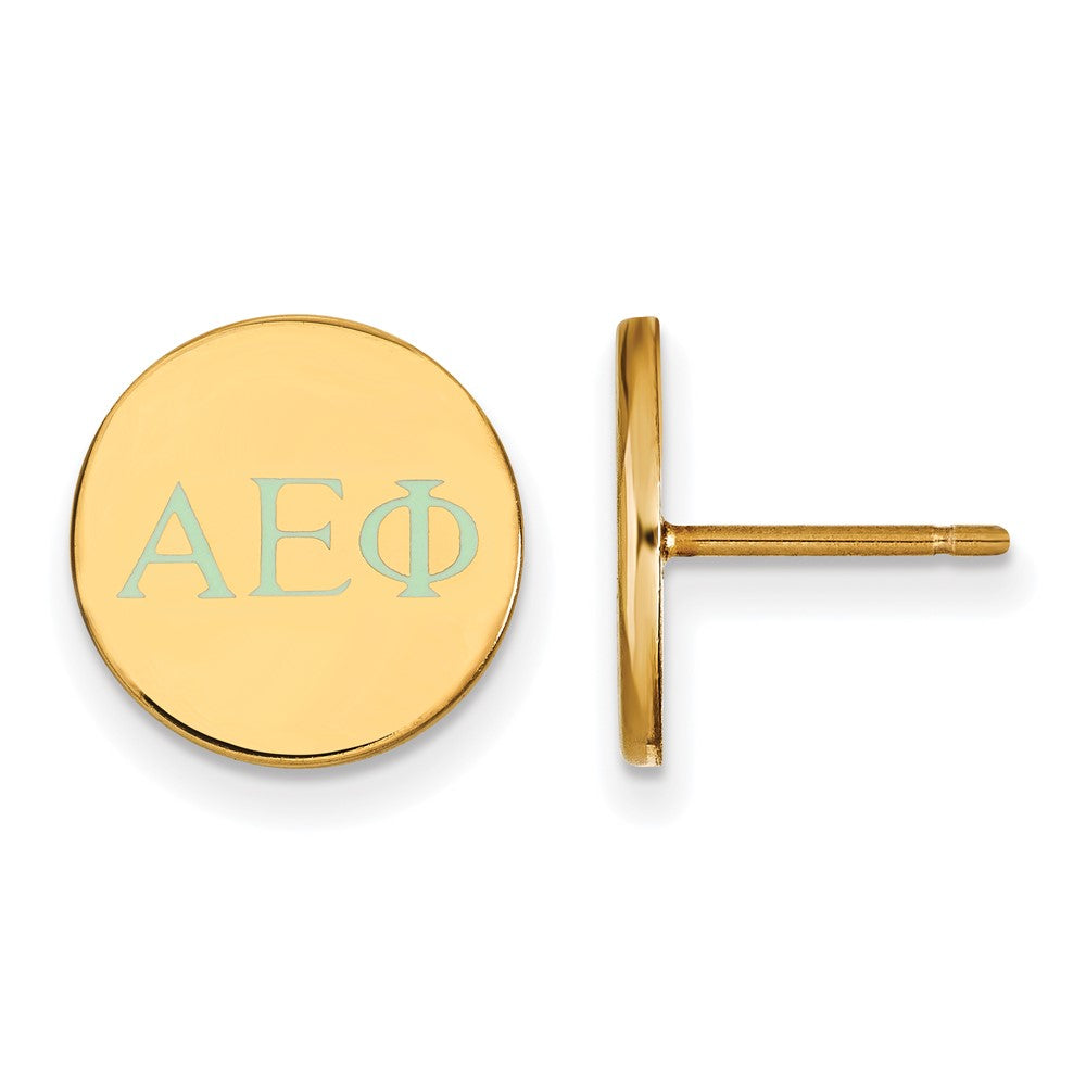 Sterling Silver Gold-plated LogoArt Alpha Epsilon Phi Sorority Greek Letters Color Enamel Post Earrings
