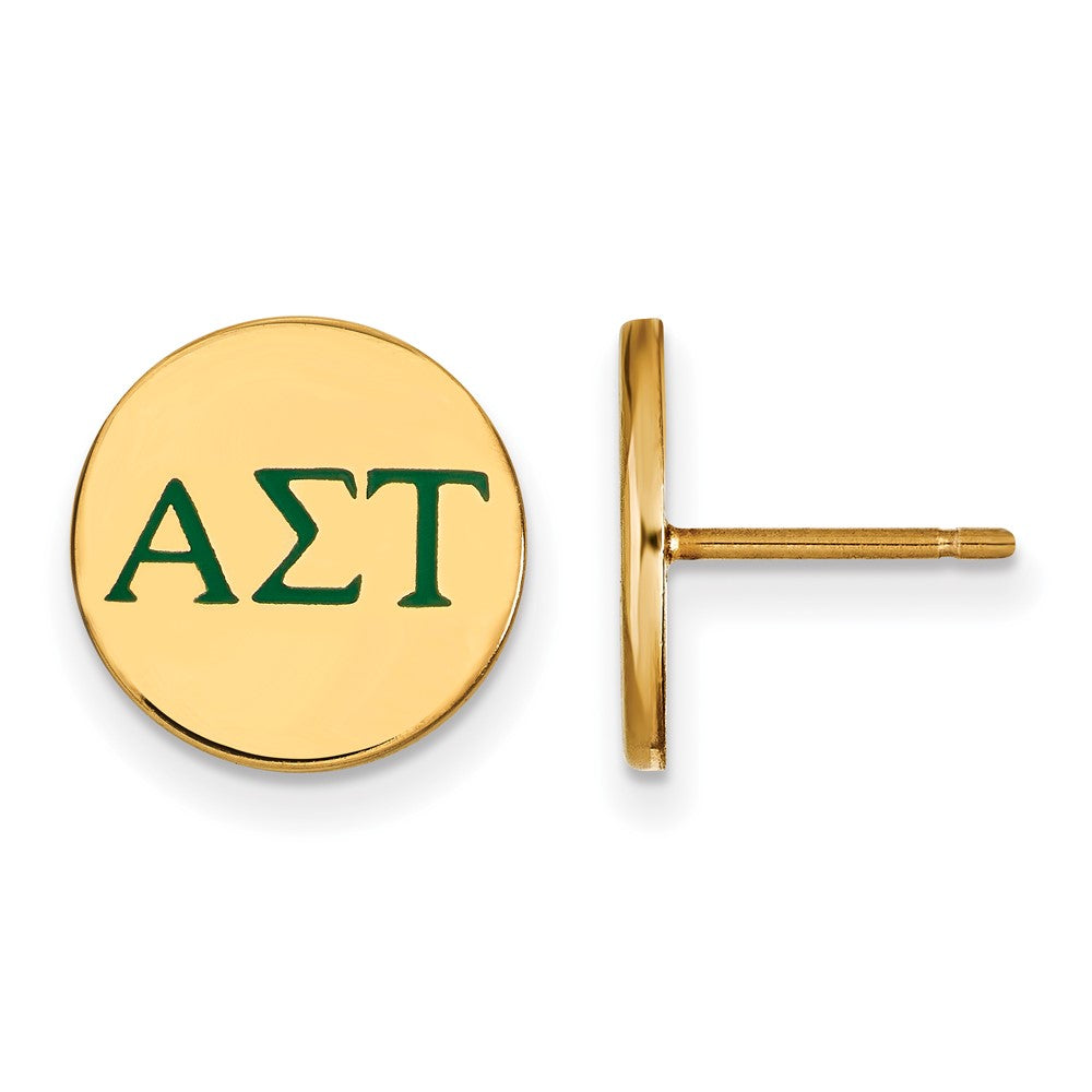 Sterling Silver Gold-plated LogoArt Alpha Sigma Tau Sorority Greek Letters Color Enamel Post Earrings