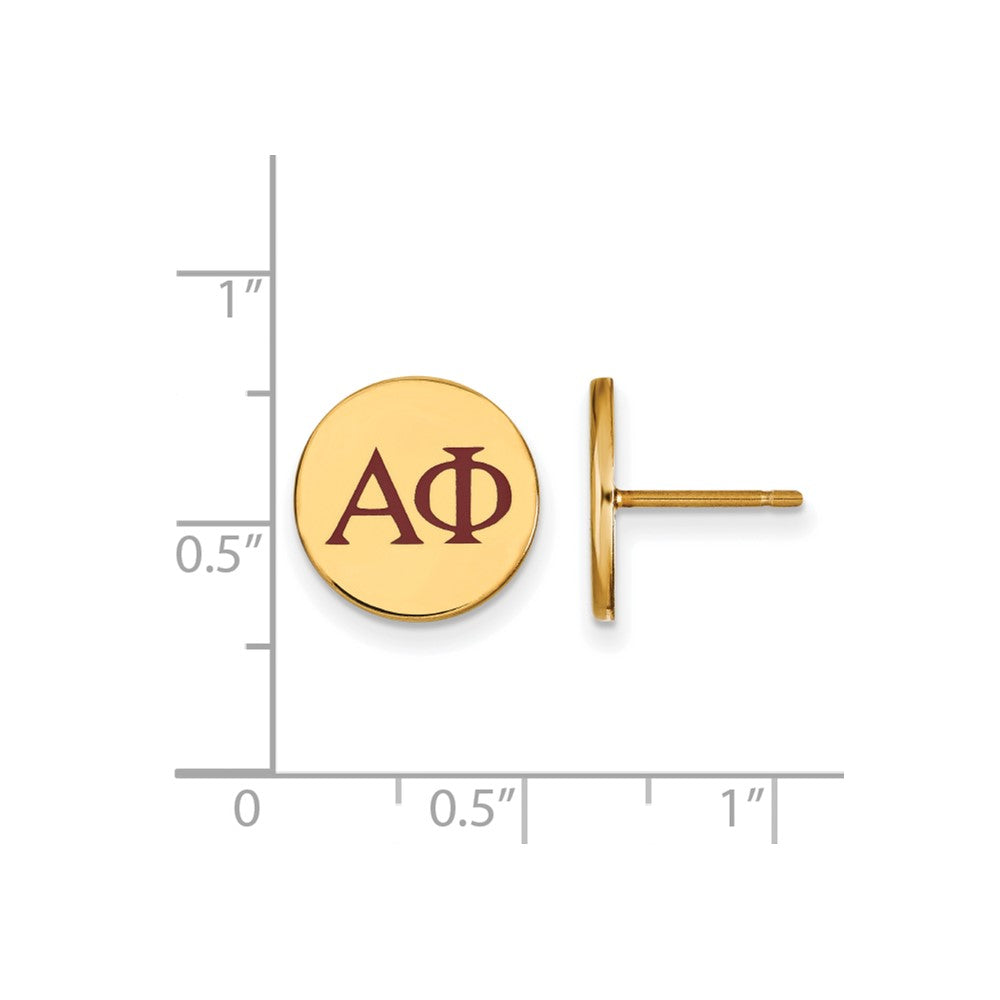 Sterling Silver Gold-plated LogoArt Alpha Phi Sorority Greek Letters Color Enamel Post Earrings