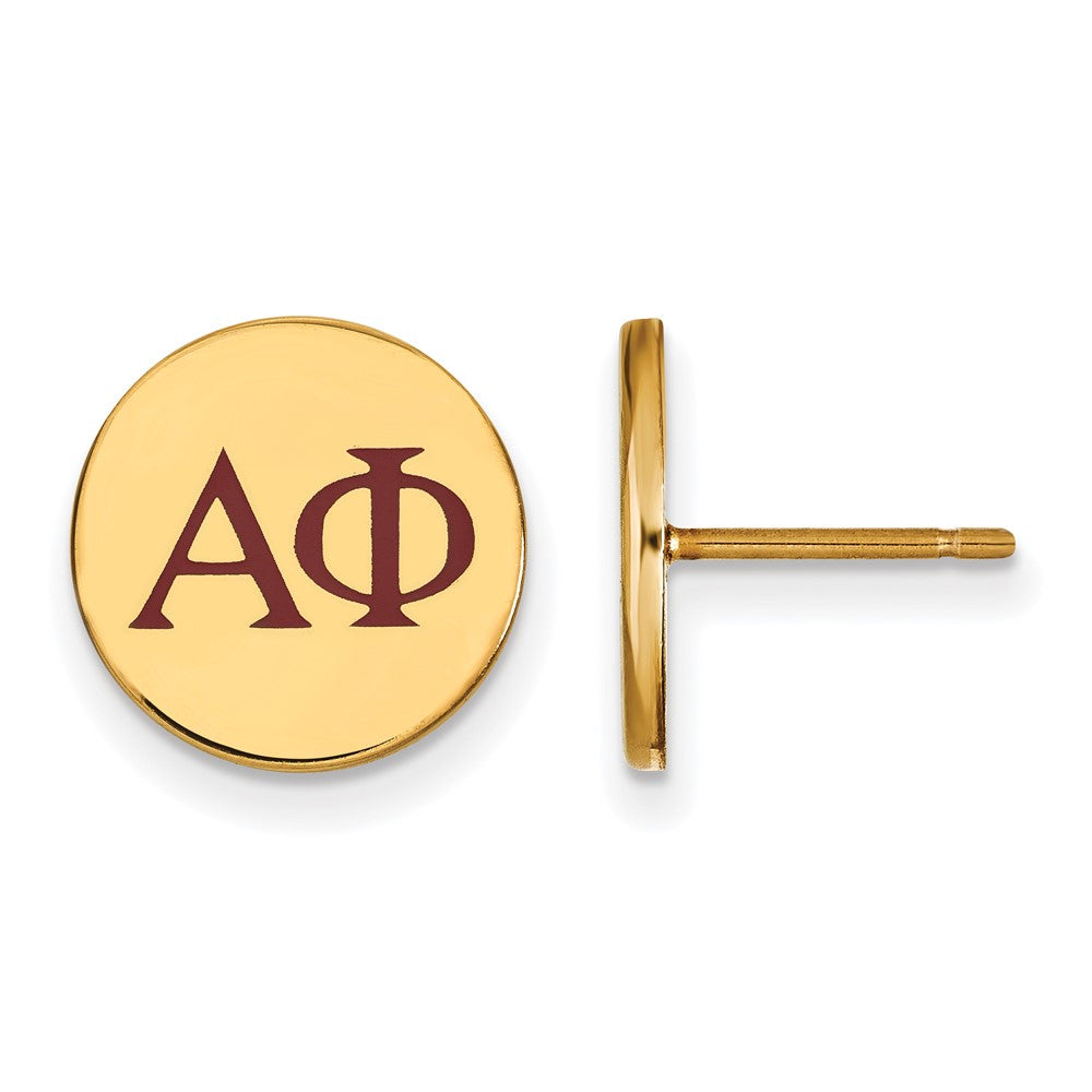 Sterling Silver Gold-plated LogoArt Alpha Phi Sorority Greek Letters Color Enamel Post Earrings