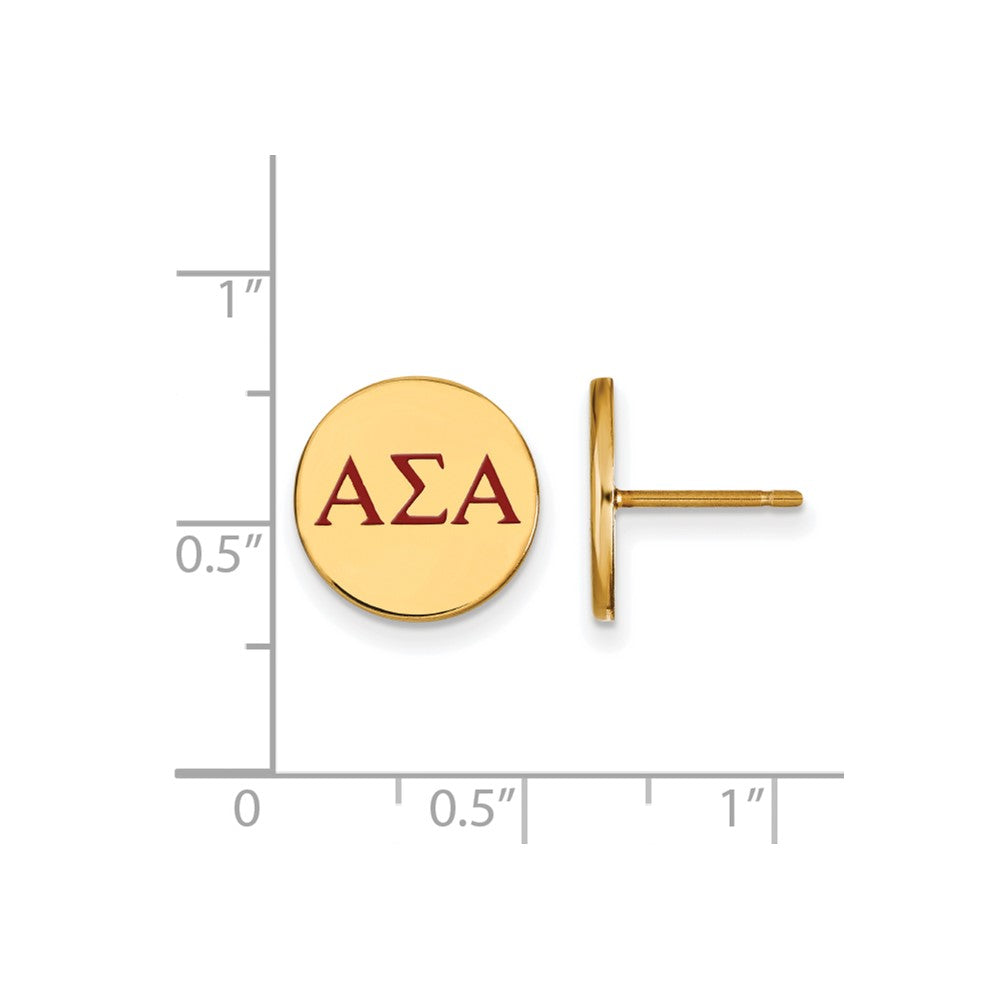 Sterling Silver Gold-plated LogoArt Alpha Sigma Alpha Sorority Greek Letters Color Enamel Post Earrings