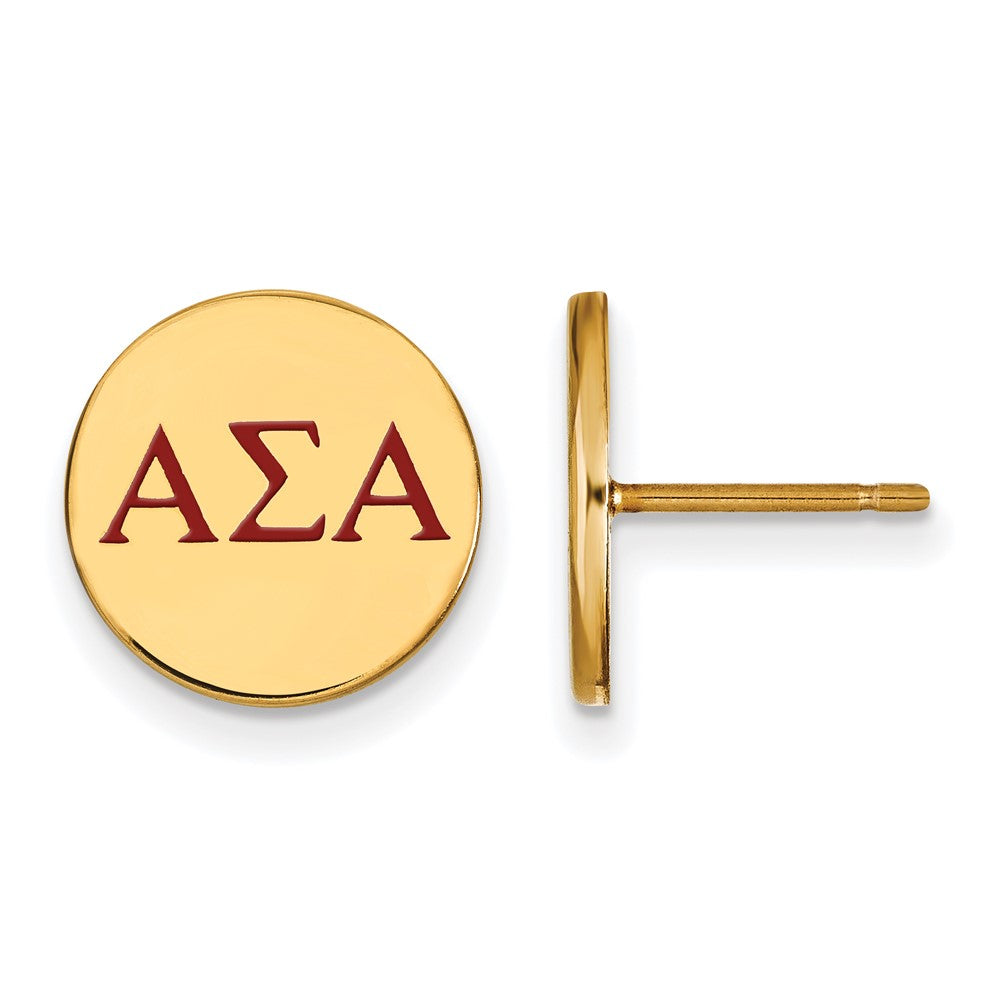 Sterling Silver Gold-plated LogoArt Alpha Sigma Alpha Sorority Greek Letters Color Enamel Post Earrings