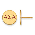 Sterling Silver Gold-plated LogoArt Alpha Sigma Alpha Sorority Greek Letters Color Enamel Post Earrings