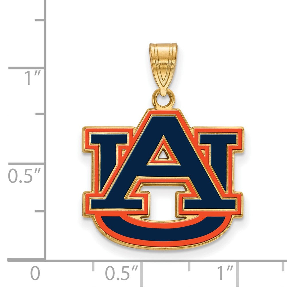 Sterling Silver Gold-plated LogoArt Auburn University A-U Large Enameled Pendant