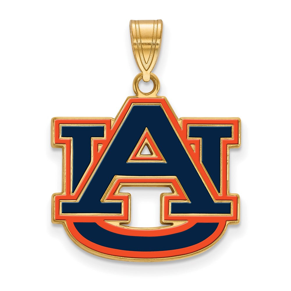 Sterling Silver Gold-plated LogoArt Auburn University A-U Large Enameled Pendant