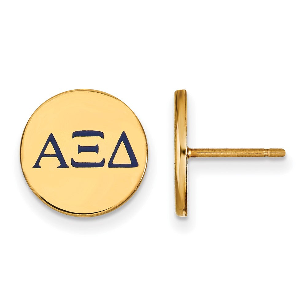 Sterling Silver Gold-plated LogoArt Alpha Xi Delta Sorority Greek Letters Color Enamel Post Earrings