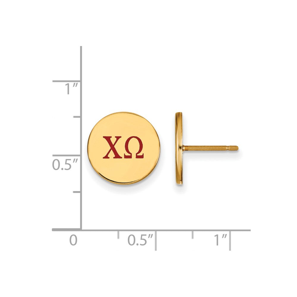 Sterling Silver Gold-plated LogoArt Chi Omega Sorority Greek Letters Color Enamel Post Earrings