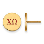 Sterling Silver Gold-plated LogoArt Chi Omega Sorority Greek Letters Color Enamel Post Earrings