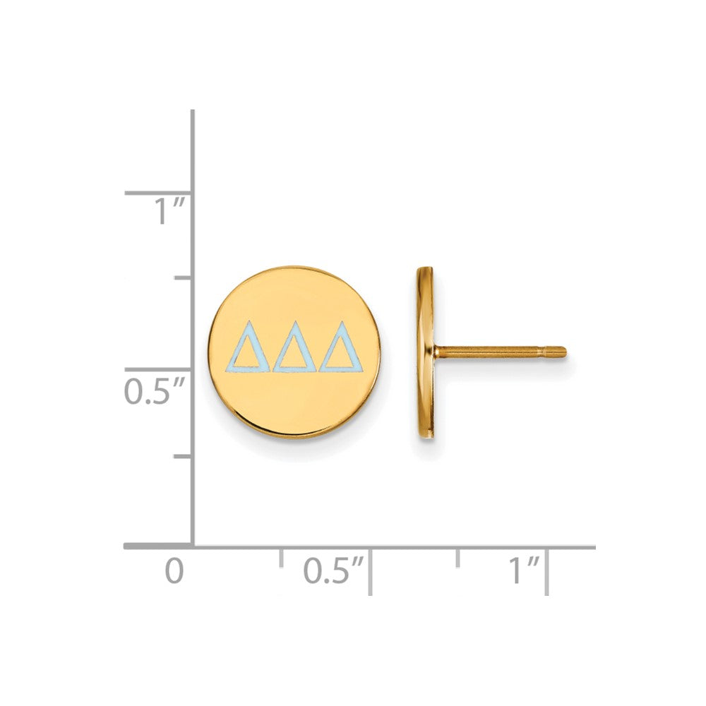 Sterling Silver Gold-plated LogoArt Delta Delta Delta Sorority Greek Letters Color Enamel Post Earrings
