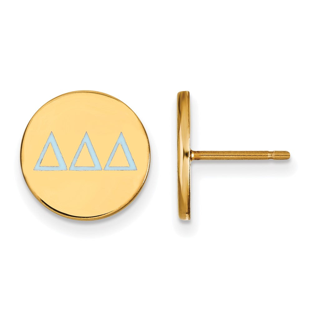 Sterling Silver Gold-plated LogoArt Delta Delta Delta Sorority Greek Letters Color Enamel Post Earrings