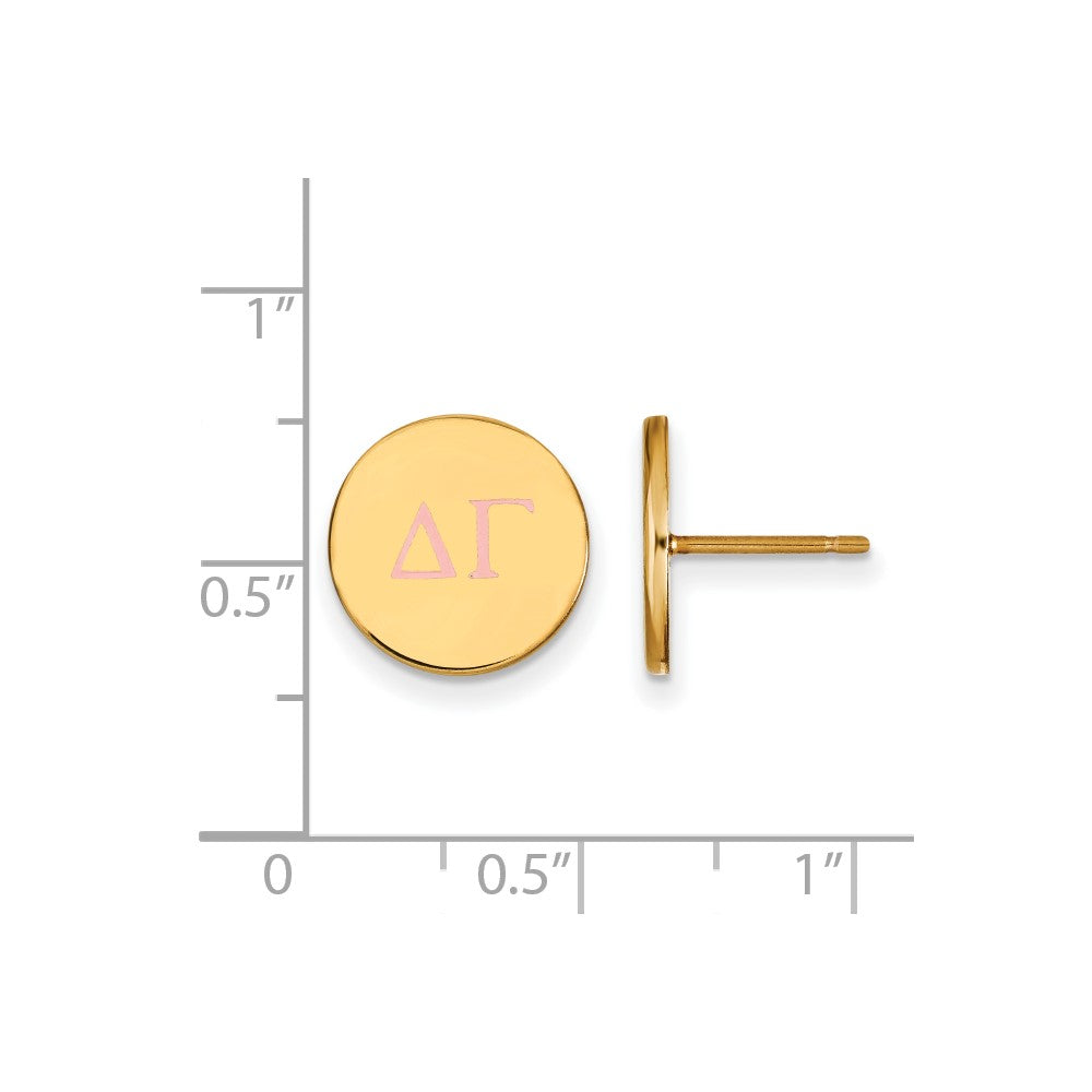 Sterling Silver Gold-plated LogoArt Delta Gamma Sorority Greek Letters Color Enamel Post Earrings