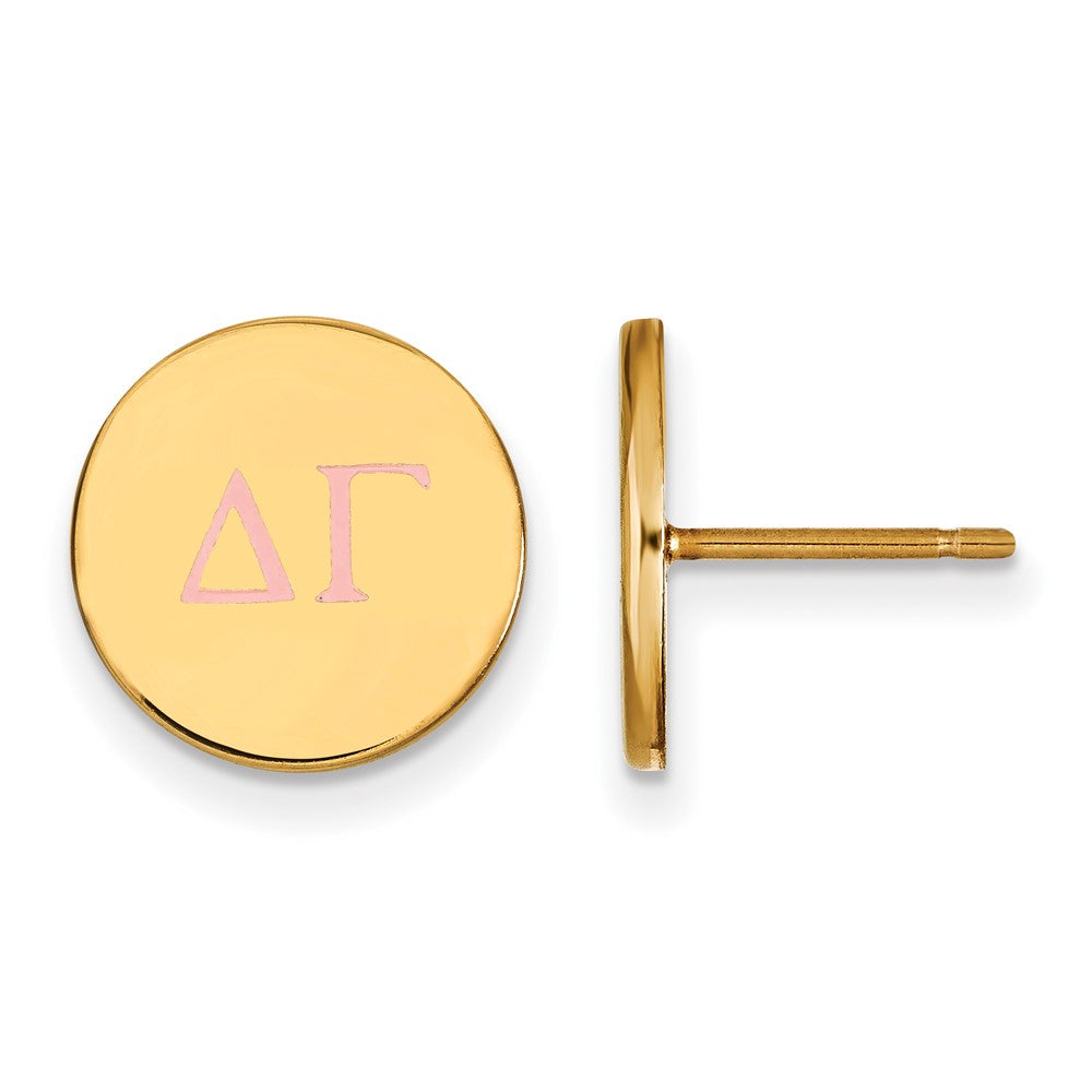 Sterling Silver Gold-plated LogoArt Delta Gamma Sorority Greek Letters Color Enamel Post Earrings
